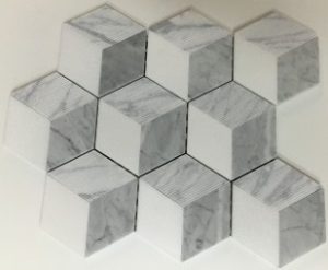 marble mosaics -carrara white and thassos white, groved, 3-d