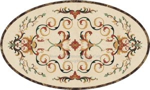 Grace 3.5ft x 5 ft, Stone names-Crema Marfil, Emperador Dark, Green Onyx, Rojo Alicante, Emperador Light, Black Marquina, India Green, Indus Gold, Honey Onyx, Rosa Levanto & Imperial Gold