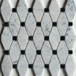 Carrara White, Black Marquina Polished Elongated Octagon