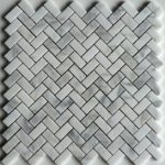 Carrara White Polished Mini Herringbone Mosaic