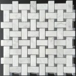 Carrara White, Blue Grey Polished Basketweave Mosaic