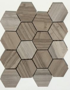 Haisa Dark Polished and Grooved Hexagon Mosaic