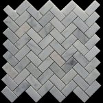 Carrara White 1×2 Herringbone Mosaic