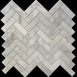 Carrara White 1×3 Herringbone Mosaic